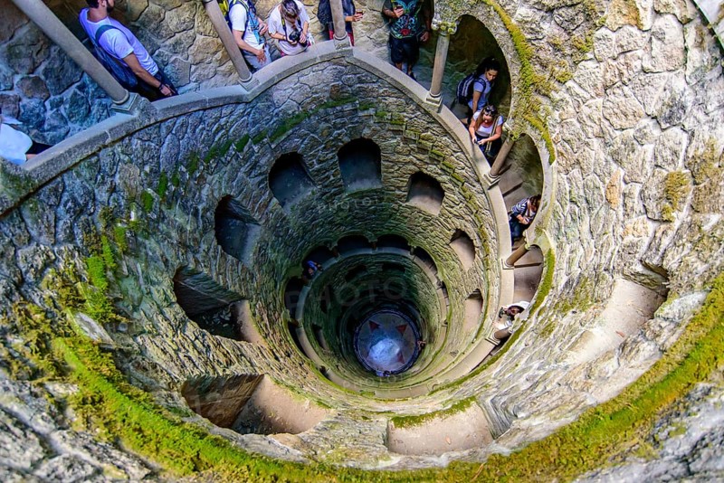 Initiation Well in Quinta da Regaleira, a UNESCO site in Sintra, Portugal, Europe