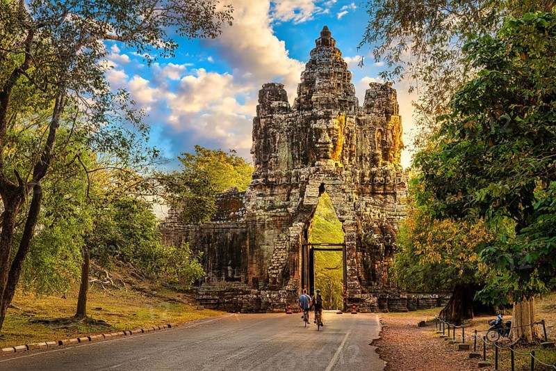 Angkor Thom Gate or Victory Gate near Siem Reap