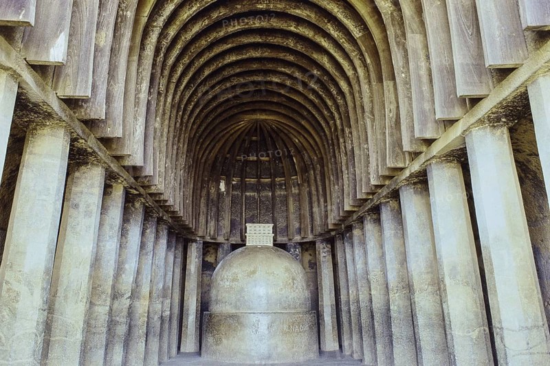 Interior of the Chaitya Hall, Karla Caves, Lonavala, Maharashtra, India, Asia