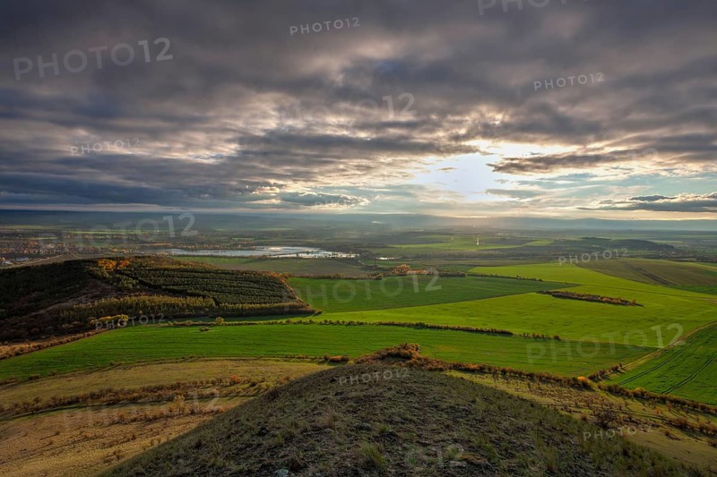 Amazing autumn view from Rana Hill in Central Bohemian Uplands, Czech Republic. Central Bohemian Uplands is a mountain range located in northern Bohemia. The range is about 80 km long