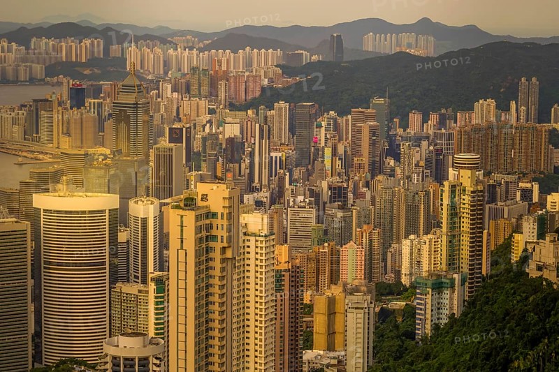 Skyscrapers of Hong Kong which is visible from the Victoria Peak. Shooting Location: Hong Kong Special Administrative Region