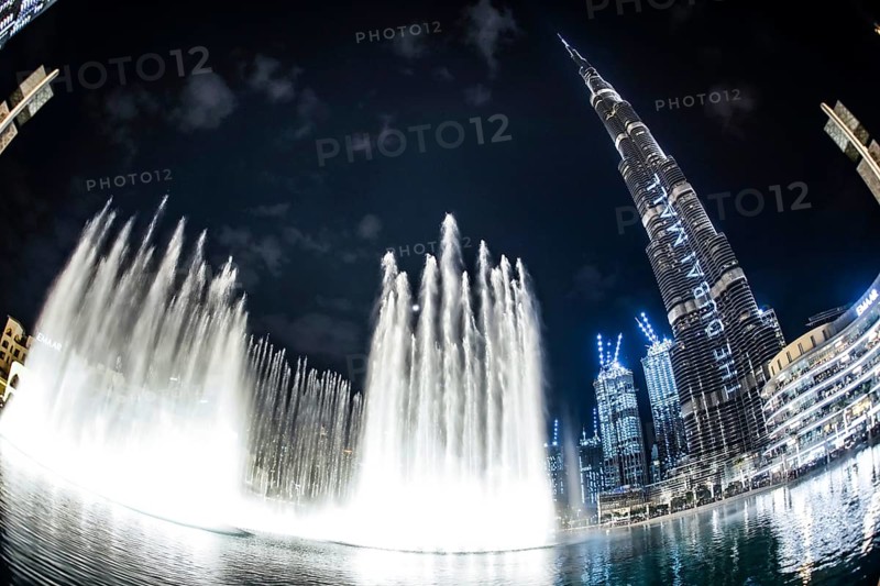 Dubai Fountain and Burj Harifa. Shooting Location: Dubai