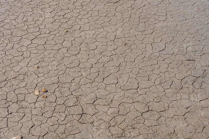 Dry, cracked earth texture reveals the devastating effects of severe drought conditions, highlighting the impact of climate change
