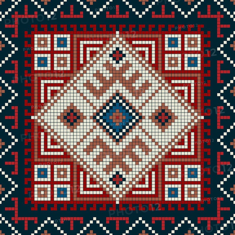 Traditional Georgian folk art embroidery vector pattern