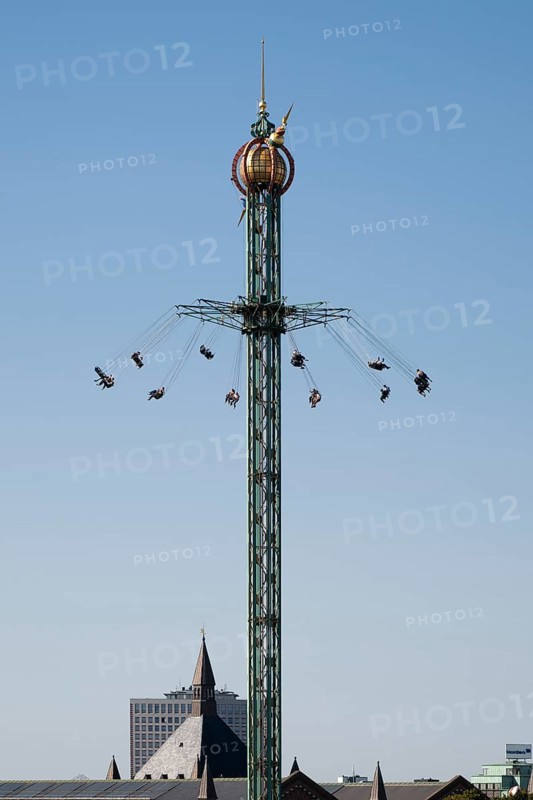 Star Flyer chain carousel at a height of 80 metres, Tivoli Amusement and Recreation Park, Copenhagen, Denmark, Europe