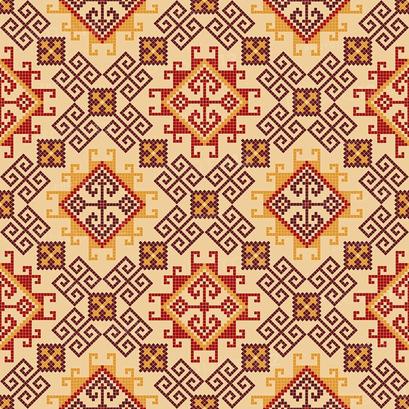 Traditional Georgian folk art embroidery vector pattern
