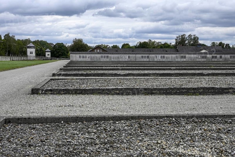 Reconstructed prisoner barracks in the former Dachau concentration camp, now a concentration camp memorial, Dachau near Munich, Bavaria, Germany, Europe