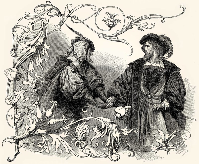 Mephistopheles with Doctor Faust, first part of the tragic play Faust by Johann Wolfgang von Goethe