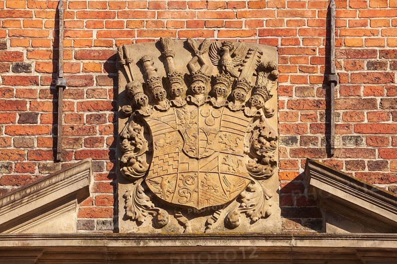 Stadtwappen am Amtgericht, Altstadt, Jever, Ostfriesland, Niedersachsen, Deutschland