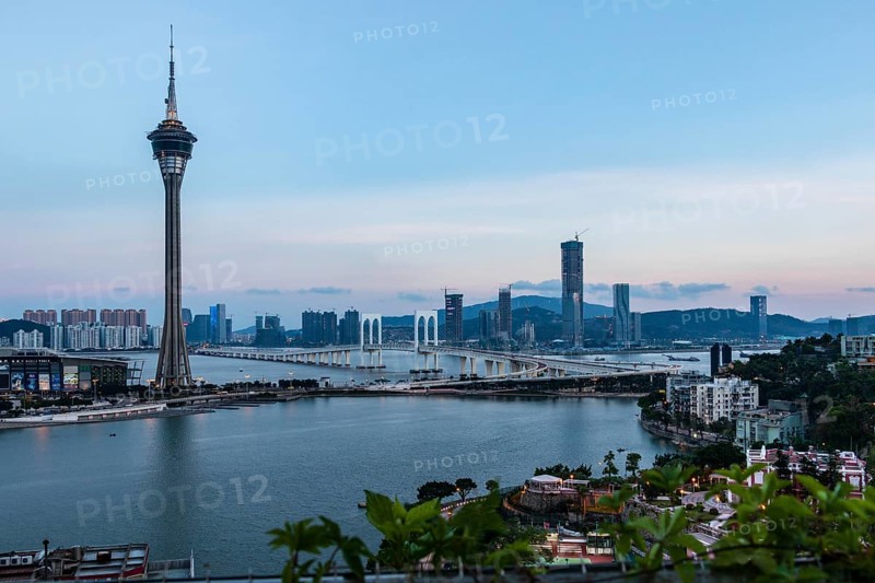 Macau Tower is 338 meters (about 1, 108 feet) above the ground. The highest observation level is the Outdoor Observation Deck on Level 61, with a height of 223 meters (about 732 feet) . Walking around the Observation Deck, you can have a panoramic view of the Peal River Delta, Macau Peninsula and Taipa, Coloane islands. The Observation Lounge is on Level 58. Macau Tower is a fascinating place to see the sunrise in the morning or see the spectacular night-view of Macau. Looking down, you can see the East and west Mangyang Hill, Casino Lisboa and even the outlying island of Hong Kong in sunny days