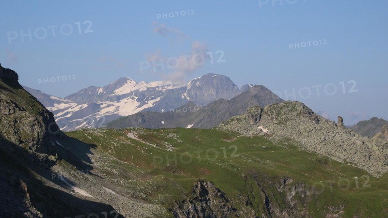 High mountains seen from the Five Lakes Hike, Pizol