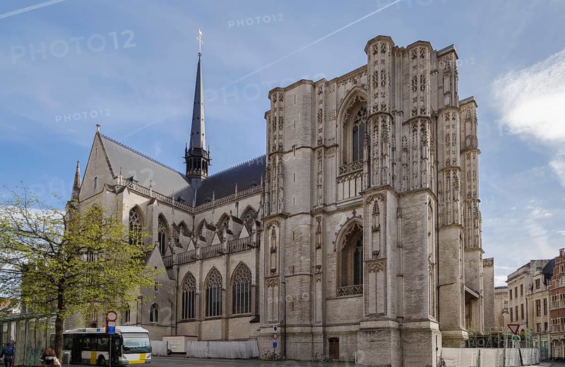 Saint Peter's Church of Leuven, Belgium, is situated on main market square. Built mainly in the 15th century in Brabantine Gothic style, the church has a low bell tower that has never been completed, Europe