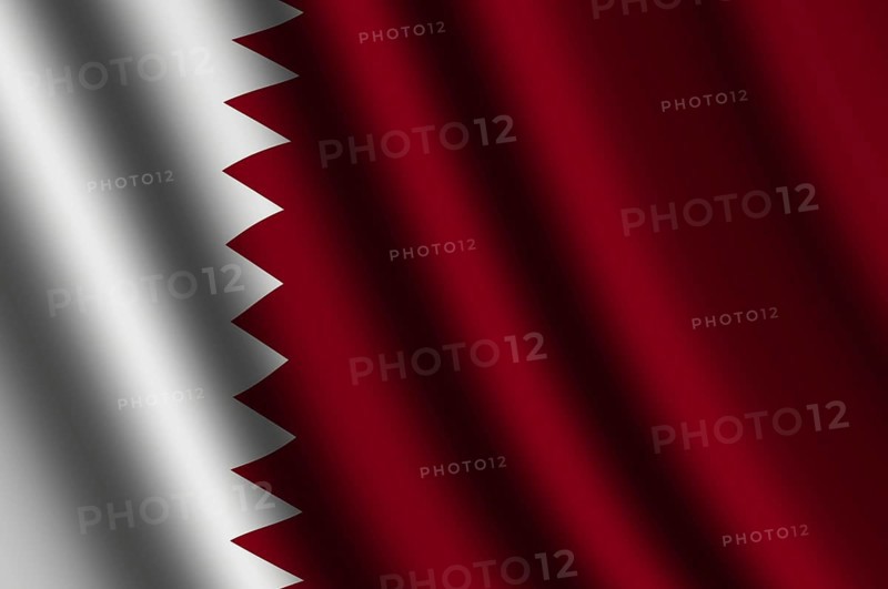 The Qatari flag flying in the wind