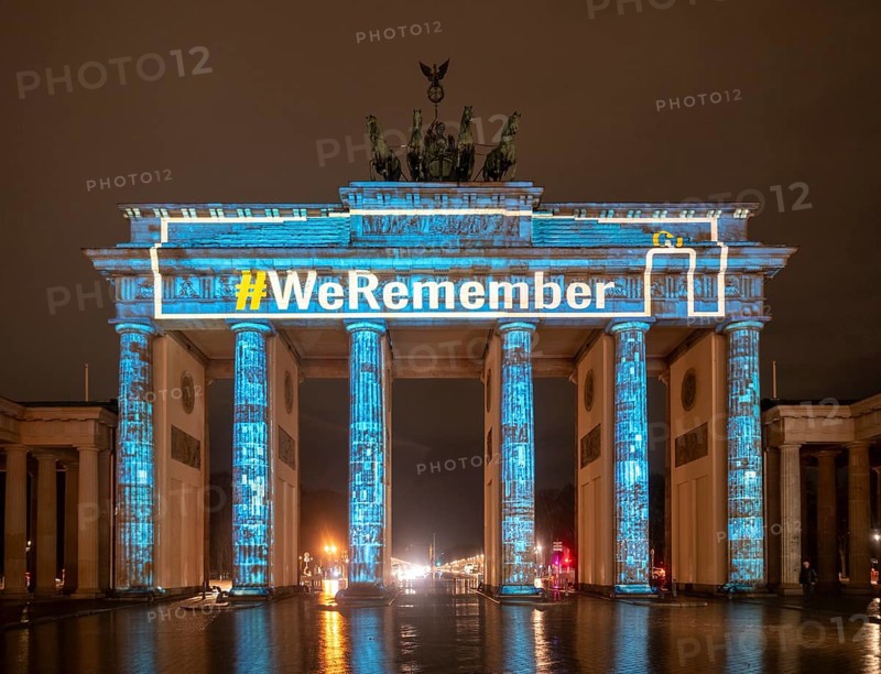 Germany, Berlin, 27 January 2025, International Day of Commemoration in Memory of the Victims of the Holocaust, Brandenburg Tor: We Remember, Europe