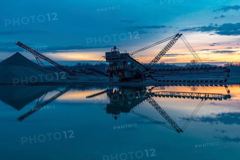 Excavator in a gravel works in Bavaria