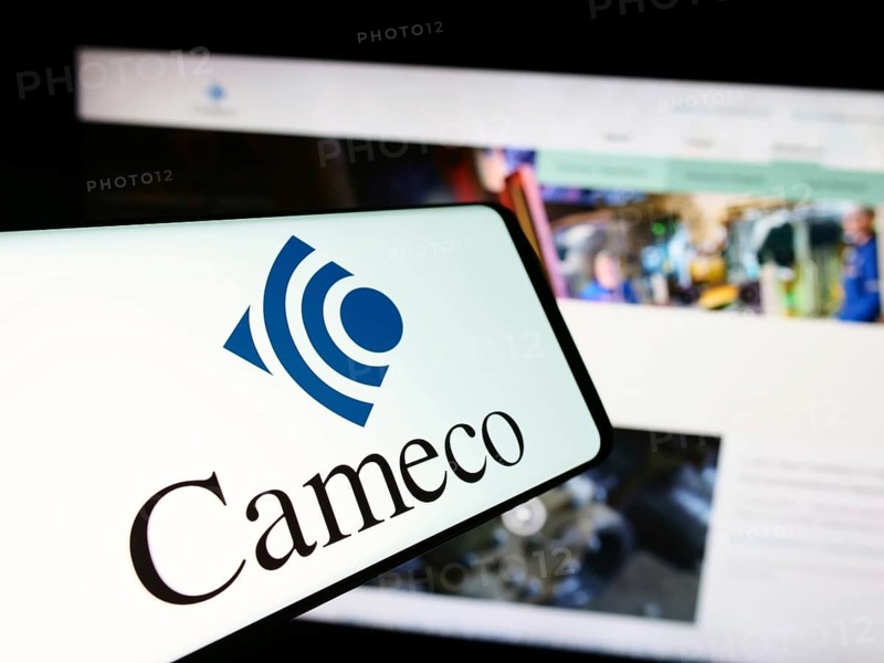 Stuttgart, Germany, 07-21-2024: Mobile phone with logo of Canadian uranium mining company Cameco Corporation in front of business website. Focus on center of phone display, Europe
