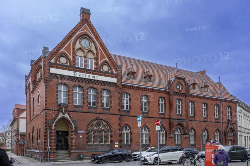 Listed Imperial Post Office from 1896 in the historic city centre, Perleberg, Brandenburg, Germany, Europe