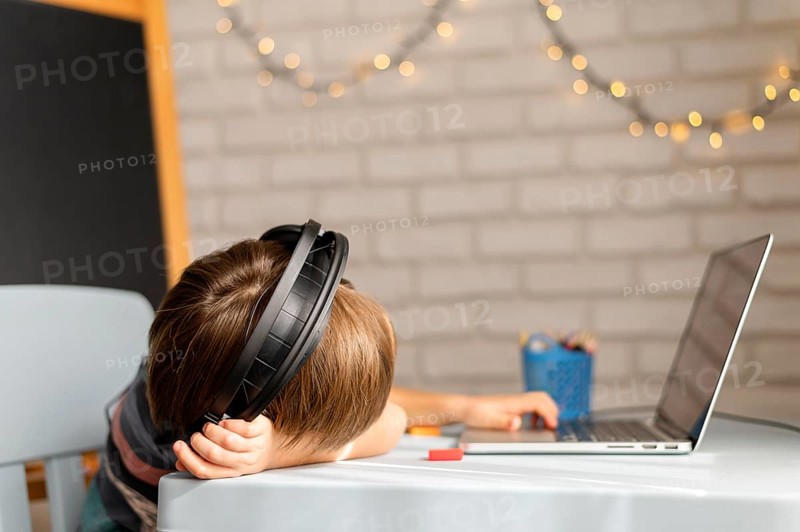 Bored child online school interactions