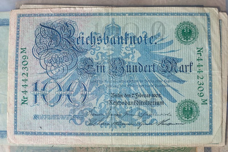Historical banknote, Reichsbanknote, 100 Mark from 1908, German Reich, Germany, Europe