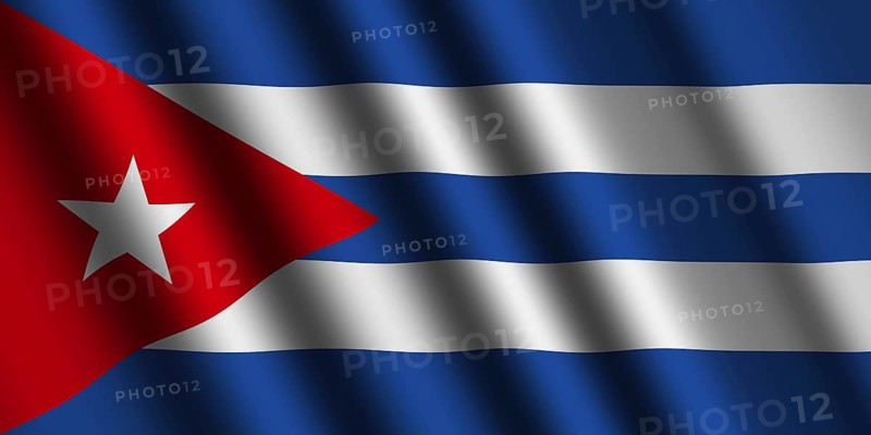 The Cuban flag flying in the wind