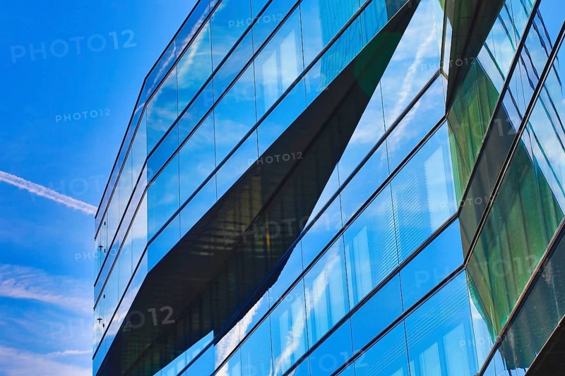 Detail of a glass façade with reflections of the sky in modern style, Prime Tower, Zurich, glass façade, reflections, Canton of Zurich, Switzerland, Europe