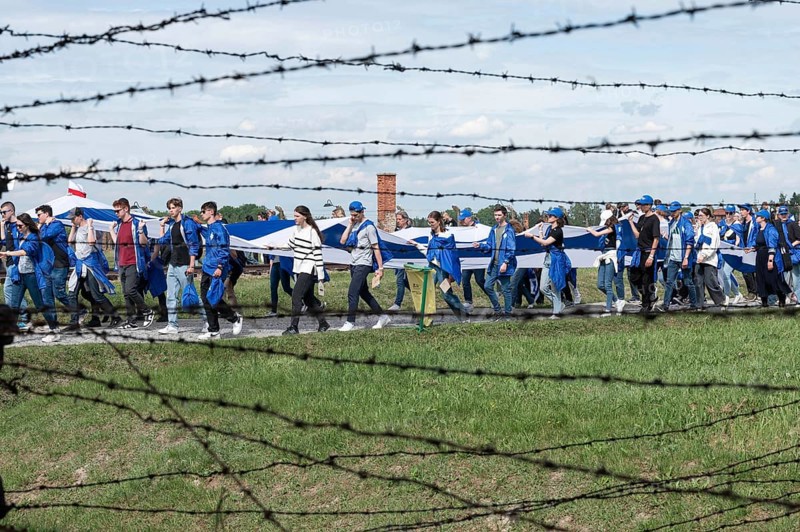 OSWIECIM, POLAND - MAY 6, 2024: March of the Living on the site of the former Auschwitz Birkenau concentration camp