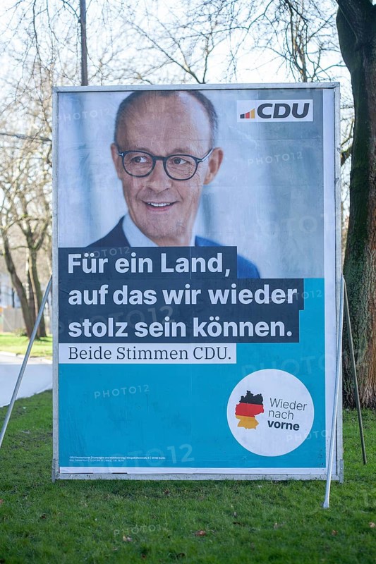 Election poster of the CDU party for the 2025 Bundestag election with chancellor candidate Friedrich Merz, Bremen, Germany, Europe