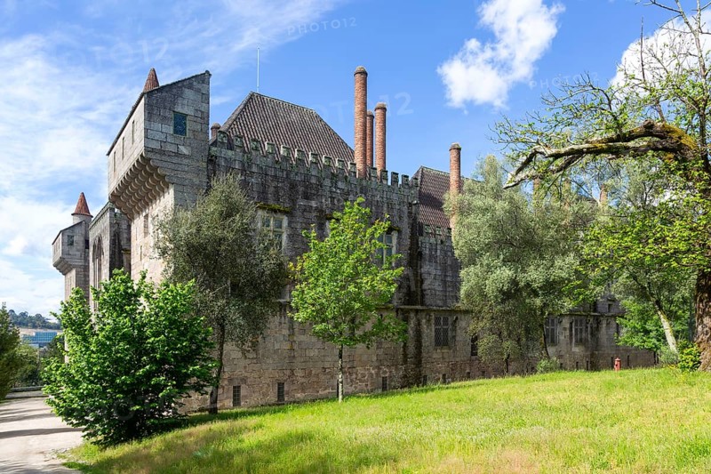 Ducal Palace of the Braganza, Palace of the Dukes of Braganza, Guimaraes, northern Portugal, Europe (lamppost removed in Photoshop)