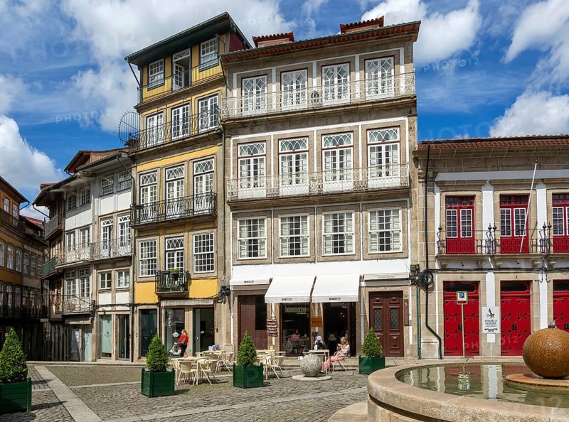 Historic buildings Largo da Misericórdia, city centre of Guimaraes, northern Portugal