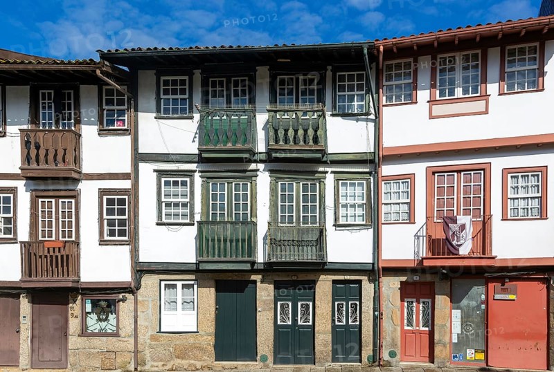 Historic buildings in Praça de São Tiago, city of Guimaraes, northern Portugal