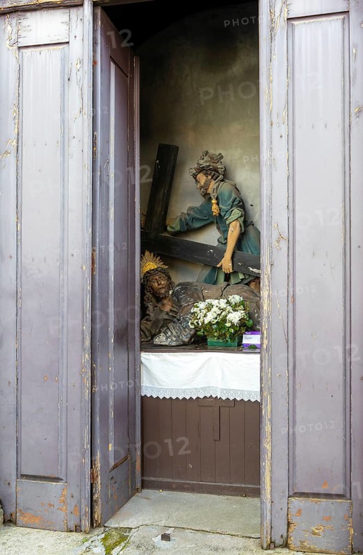 Passos de Santa Maria chapel, station of the cross, Christ falls for the second time, Guimaraes, northern Portugal