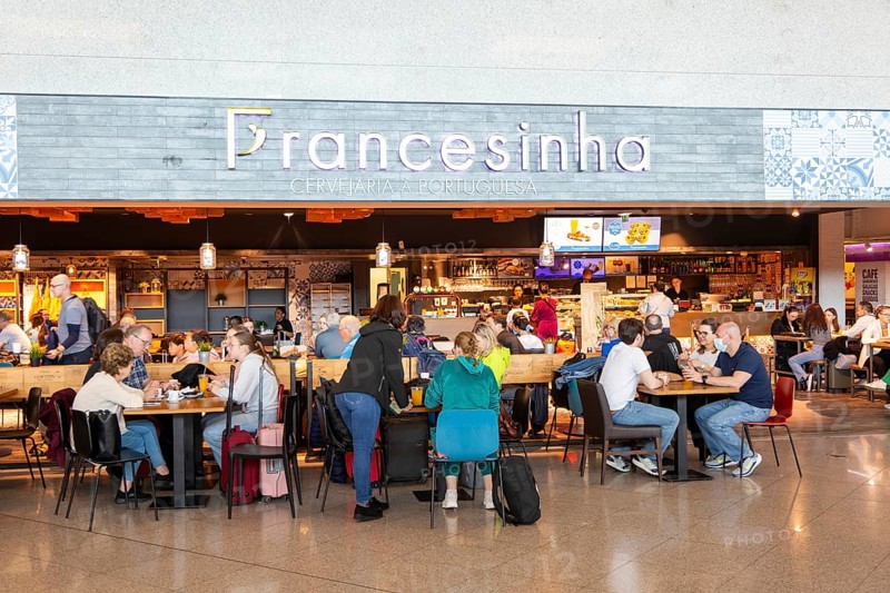 Francesinha cafe restaurant departure lounge area, Aeroporto Francisco Sa Carneiro, Porto airport, Portugal, Europe