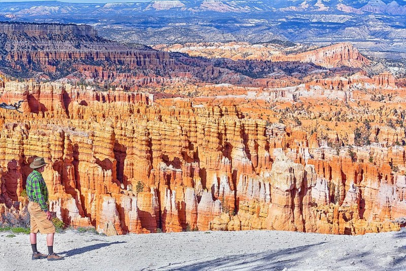 Man contemplating landscape, Bryce Canyon, Bryce Canyon National Park, Utah, USA, North America
