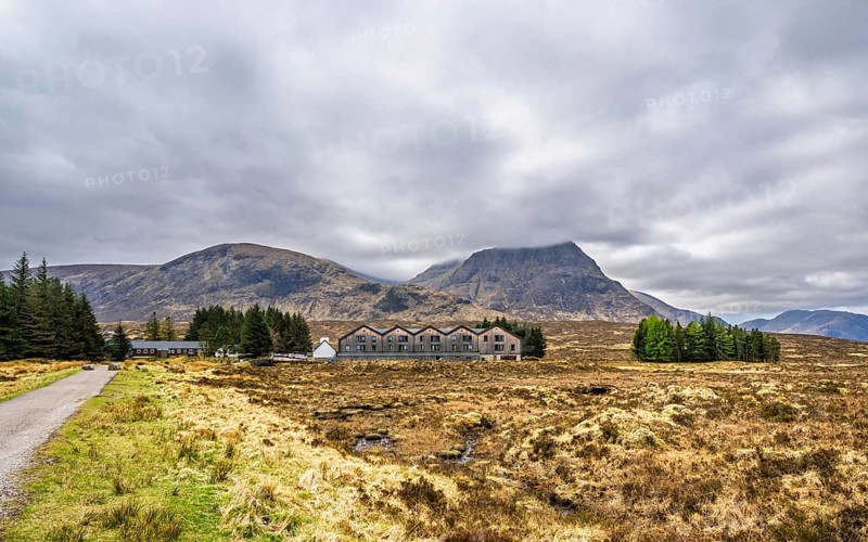 Mountains and Moors over Glen Etive Valley, Glencoe, Highlands, Scotland and Buachaille Etive Mòr, The Buachaille, Glen Etive, Highlands, Scotland, UK