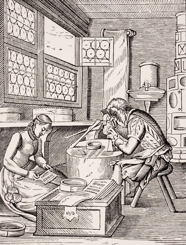 Closure maker. Reproduction of a woodcut from the 16th century by Jost Amman from the 19th century, digital reproduction of a historical model