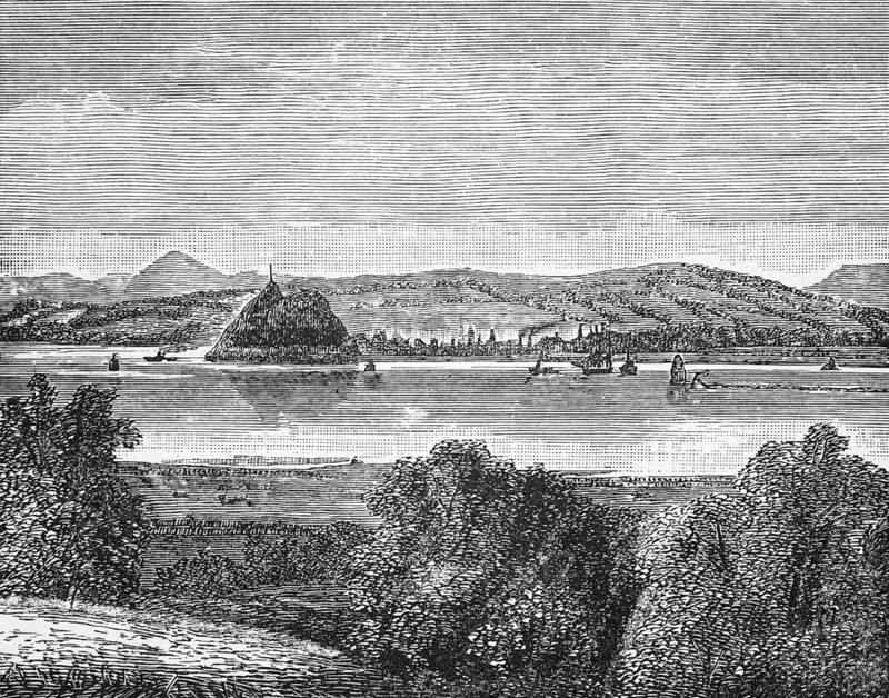 The Clyde opposite Dumbarton Castle, c. 1870, Strathclyde, Scotland, digital reproduction of a historical model