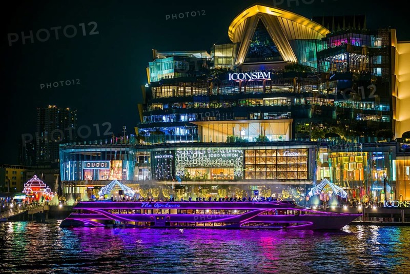 Shopping centre, ICONSIAM, night shot, Bangkok, Thailand, Asia