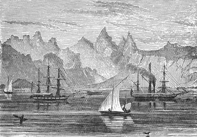 Harbour of Aden, around 1870, Yemen, digital reproduction of a historical model, Asia