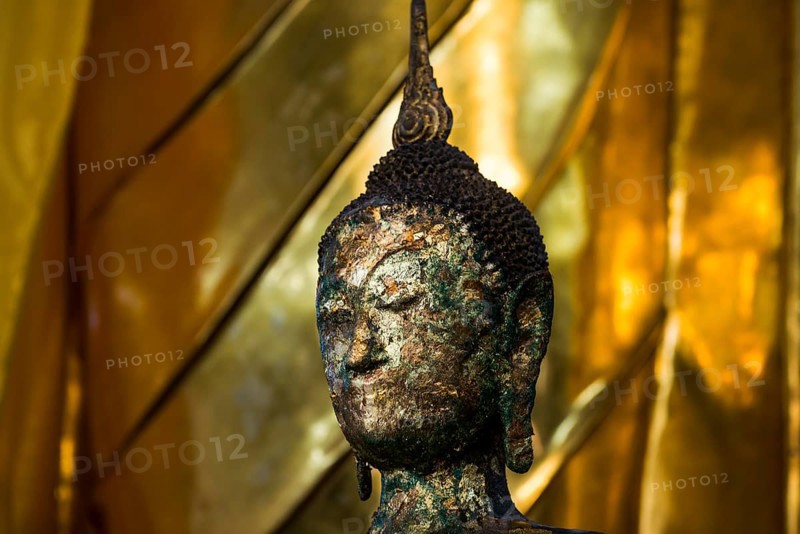 Golden Buddha statue, Wat Pho (Temple of the Reclining Buddha), Bangkok, Thailand, Asia