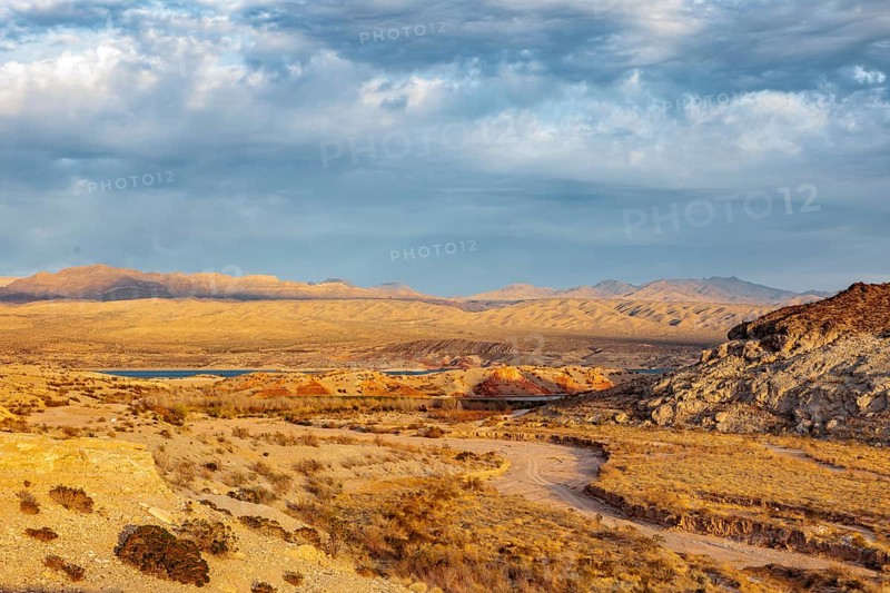 Echo wash drains into the Overton Arm of Lake Mead at Echo Bay, Nevada, USA, North America