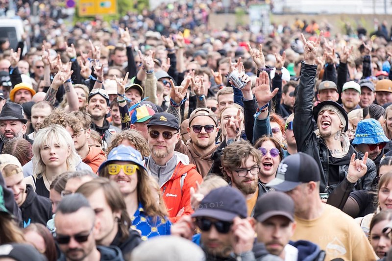 Festival visitors in front of the main entrance at the Rock am Ring Festival on Friday, Nürburgring race track race track, 06.06.2025
