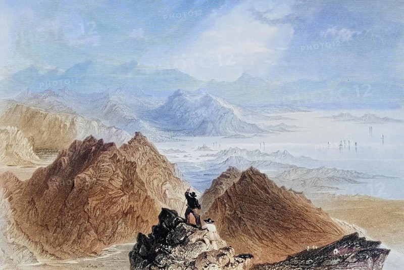 Scene from Sugar Loaf Mountain, Bantry Bay, Ireland, from the Landscape and Antiquities of Ireland, 1841, digital reproduction of a historical model, Europe