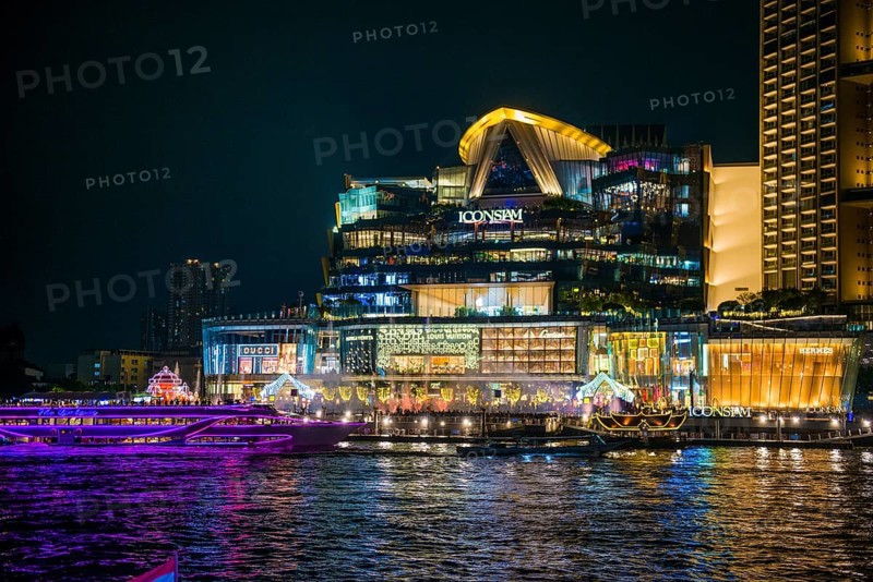 Shopping centre, ICONSIAM, night shot, Bangkok, Thailand, Asia