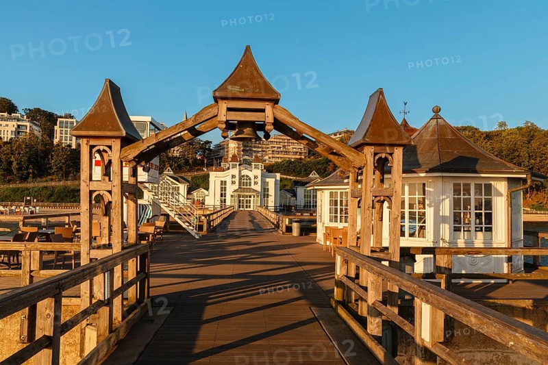View from the pier to the town centre of Sellin, Island of Rügen, Mecklenburg-Western Pomerania, Germany, Europe