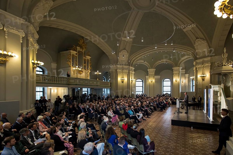 Friedrich Merz (Chancellor of the Federal Republic of Germany) speaks at the presentation of the German National Prize 2025 in Französische Friedrichstadtkirche, Berlin, on 10 June 2025