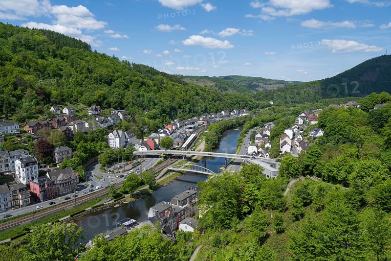 Town view, Lennetal, Altena, Sauerland, Westphalia, North Rhine-Westphalia, Germany, Europe