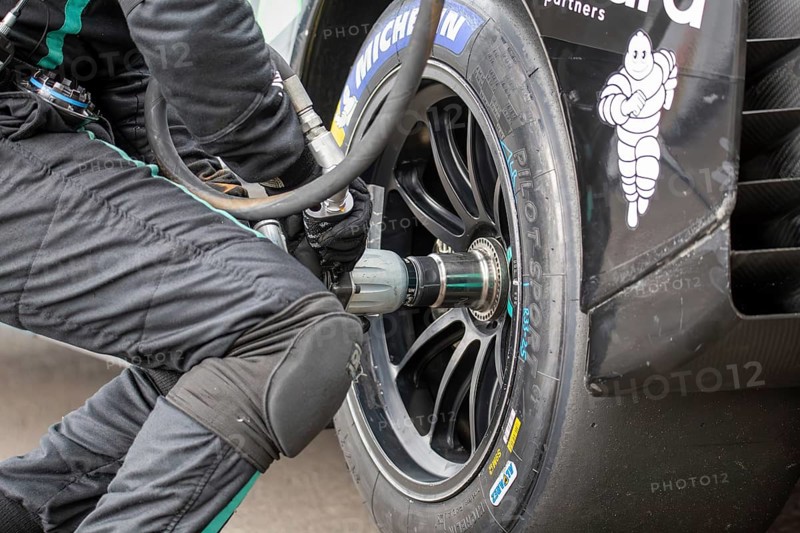 Close-up of a Michelin racing tyre