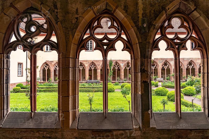 Cloister garden and cloister of the former Augustinian monastery in Landau in der Pfalz, Rhineland-Palatinate, Germany, Europe