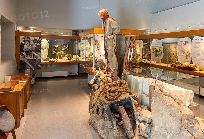 Neolithic archaeology exhibition inside Alexander Keiller Museum, Avebury, Wiltshire, England, UK