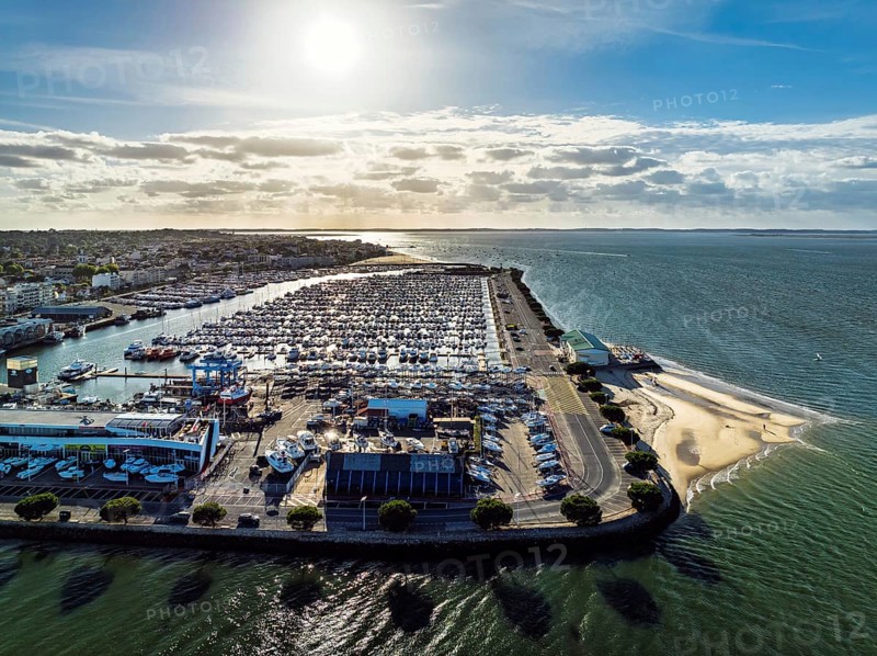 Marina and Beach in Arcachon from a drone, Arcachon, Gironde, France, Europe